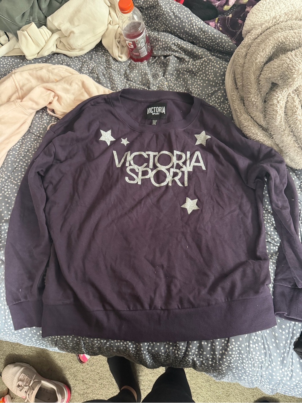 Victoria's Secret Sport Purple Crewneck Sweatshirt with Silver Logo